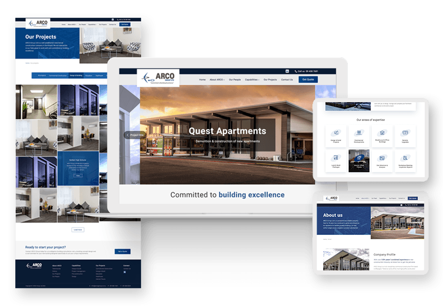 Jubaster created the website for construction company ARCO to present their services